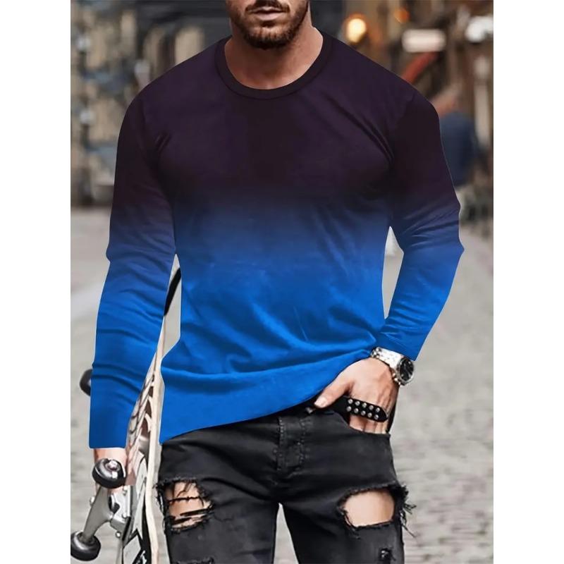 Fashion Trend Men's Crew-neck Long Sleeves Cross 3D Printed Men's Casual Pullover T-shirt Casual All-match Men's Top