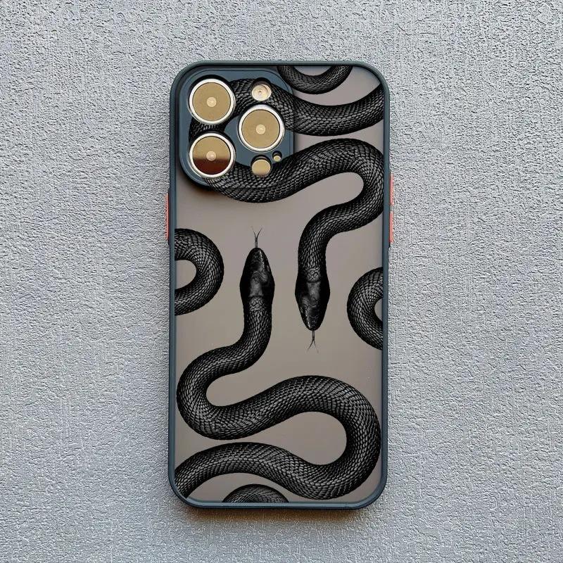 Luxurious Black Gold Snake Phone Case For iPhone 16 15 14 13 12 11 Pro Max XS SE 7 8 Plus Unique Dragon Shockproof Back Cover