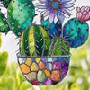 Yousheng Cactus Window Decor, Acrylic with Hemp Rope Lanyard Suncatcher, Lightweight Double Sided Printed Tropical Wall