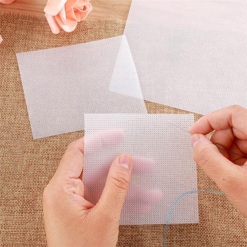 AEE4-4 PCS 14 Count Plastic Mesh Canvas Sheets For Embroidery, White Plastic Needlepoint Canvas (8 X 11 Inches)