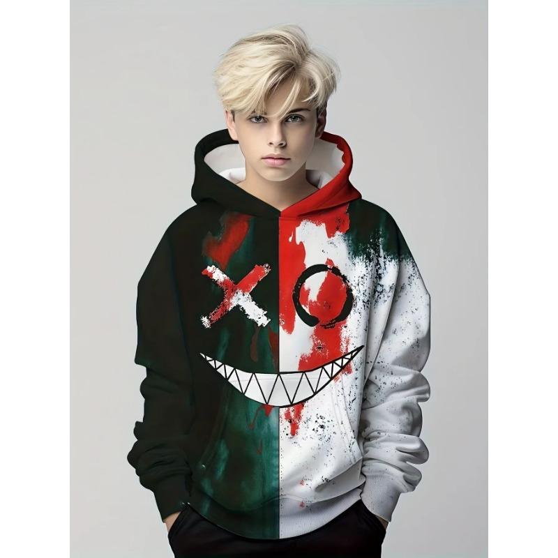 Funny Smiling 3D Print Hoodie Pulover pentru băieți Pulover cu mânecă lungă Hanoră pentru băieți Hanorac pentru copii, primăvară, toamnă, pentru copii, top în aer liber