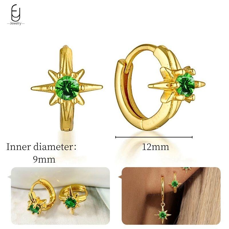 925 Silbernadel Grüne Zirkon Gold Ohrringe Herz Creolen für Damen Zarte Steckerohrringe Luxuriöser Schmuck Geschenke