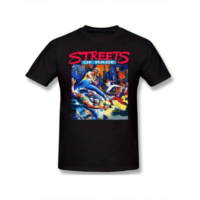 Streets Of Rage Grafik-T-Shirt - Vintage 90er Jahre Gaming-Tee Mit Actiongeladener Kampfszene & Dynamischem Kunstdruck | Weiches Atmungsaktives Rundhals-Shirt - Retro