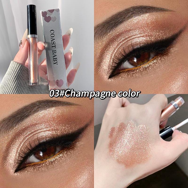 Glitter Liquid Eyeshadow 12-Color Golden Eyeshadow, Brown Glitter Eyeshadow, Eye Glitter Makeup Eyeshadow Stick, Quick- Long-Lasting Eyeshadow