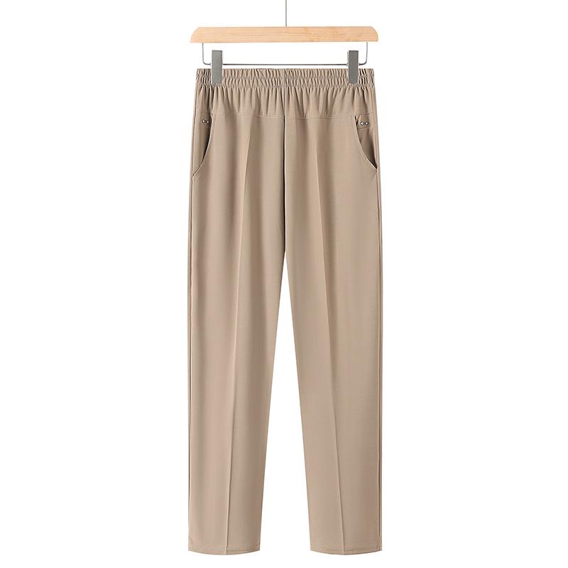 

Весна 2025 г.: Мамины эластичные брюки прямого кроя длиной 7/8 большого размера для женщин среднего и пожилого возраста 6XL (160-175 jin) хаки