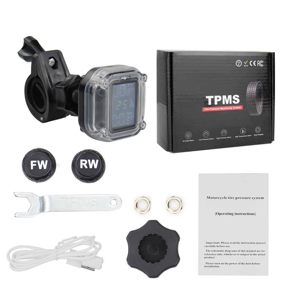Motorcycle TPMS Tire Pressure Monitor LCD Digital Screen Magnetic Charge Auto Alarm Moto Tyre Pressure External Sensor