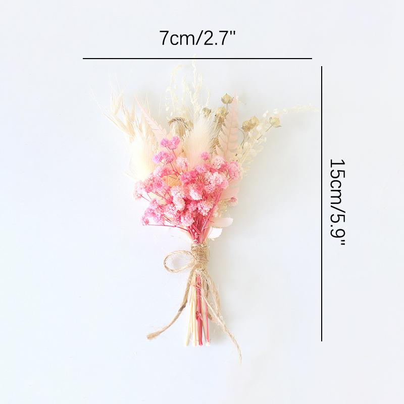 1Pc Mini Natural Dry Flowers Bouquet Boutonnieres Groomsmen Buttonholes Bridesmaid Flower Corsage Brooch Christmas Wedding Decor