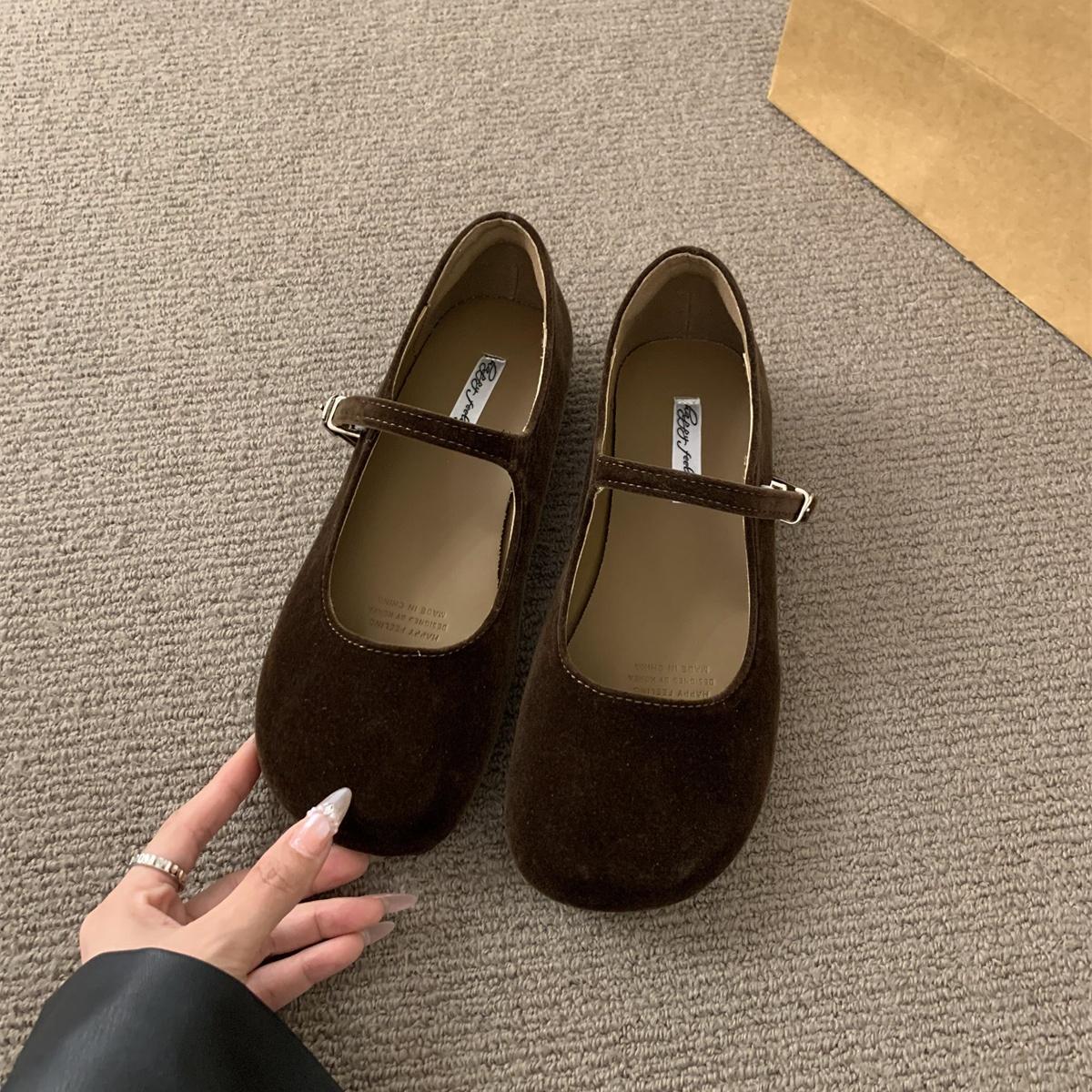 

Bailamos 2025 Autumn Brand Women Flats Soft Velvet Eelgant Dress Shoes Round Toe Shallow Slip On Ladies Casual Ballet Shoes 35