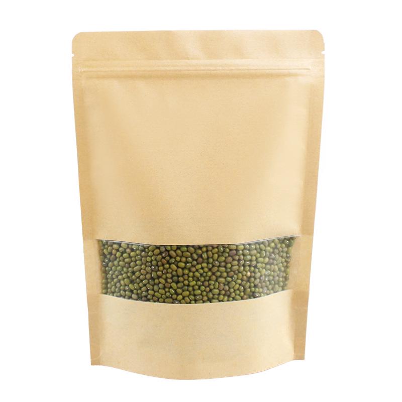 Custom Moisture-Proof Kraft Paper Bags with Window for Baking and Tea