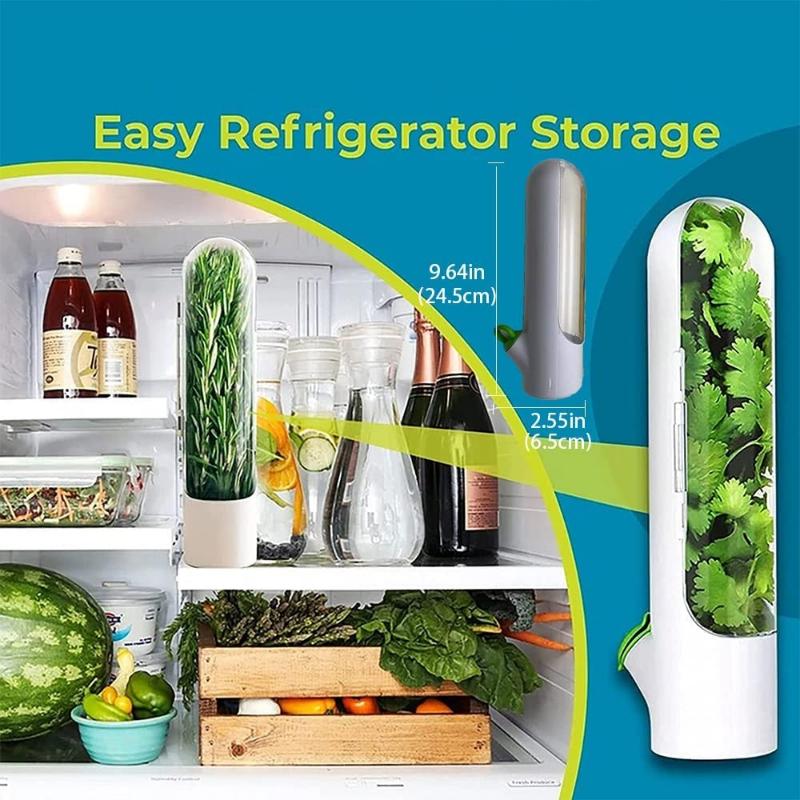 Refrigerator Herb Crisper Saver Pod Container Vegetable Preserving Bottle Keep Herb/Cilantro/Mint/Parsley/Asparagus