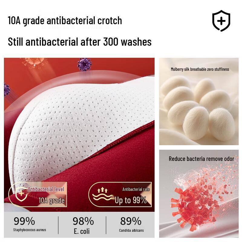 Nanjiren Men's Red Cotton Boxer Briefs - Auspicious 4-Pack Gift Box