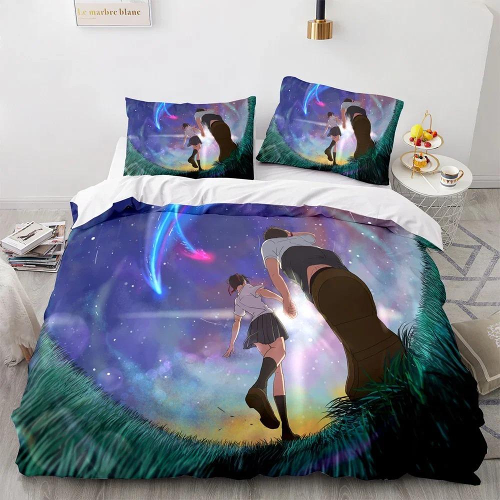 Your Name Luxury Bedding Set Japan Anime Cartoon Duvet Cover Set Comforter Bedspread Linen Twin Single Size Printed Home Textile