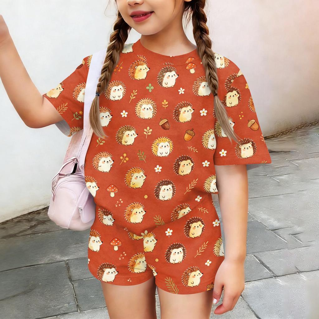 Kids Casual Short Sleeve Top and Shorts Set Animal Print Lightweight Soft Fabric Summer Outfit for Boys and Girls Comfortable Fit