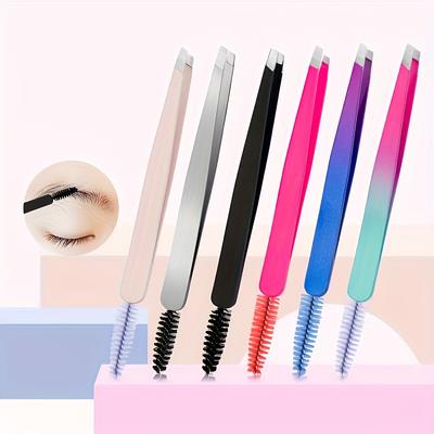 Stainless Steel Thin Mouth With Brush Eyebrow Clip Eyebrow Trimmer Wear False Eyelash Beauty Gadget