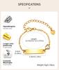 Heart Zircon Kids Bracelet Gold Plated Stainless Steel Adjustable Bangle for Girls Waterproof Toddler Waterproof Birthday Gift