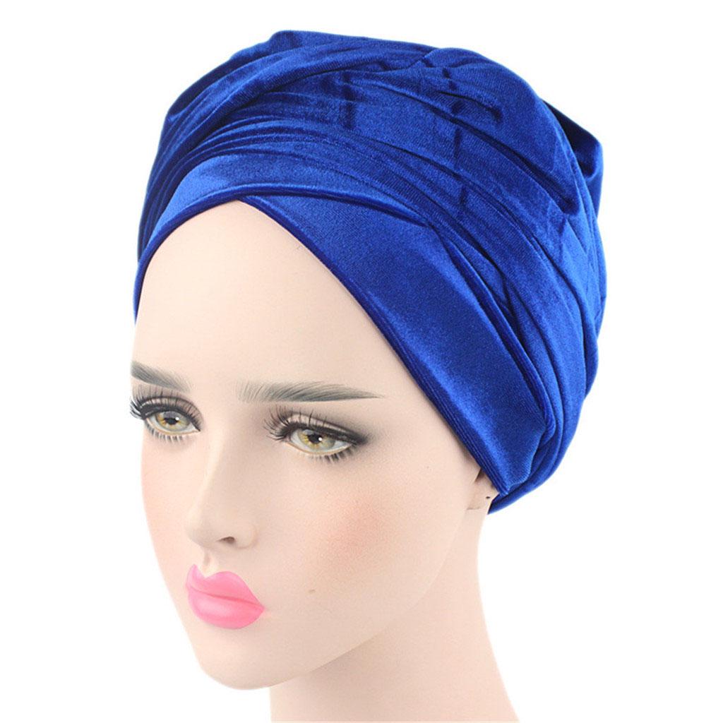 Multi Usage Velvet Turban Head Wrap Scarf Extra Long Tube Head Scarf Tie Pleated Velvet Turban