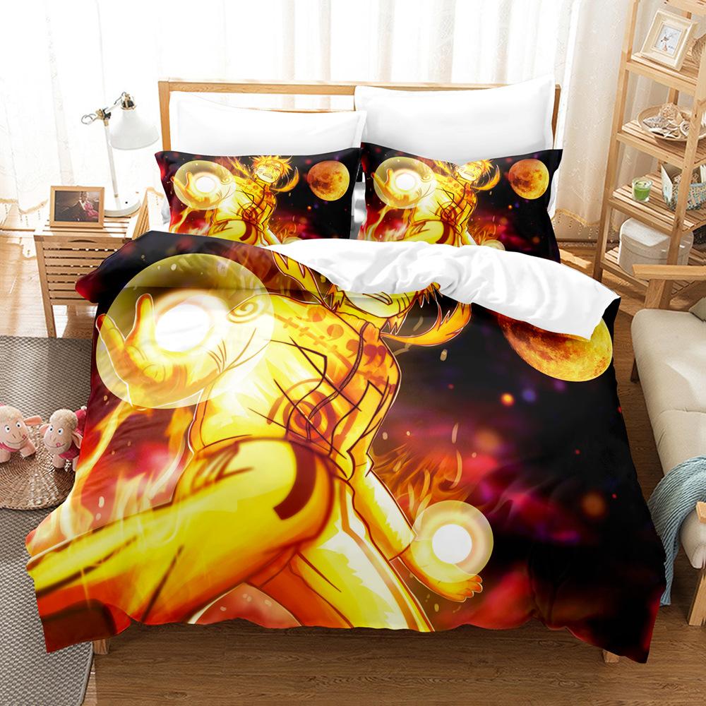 3D Printed Bedding Three-Piece Set, Anime, Naruto Sasuke