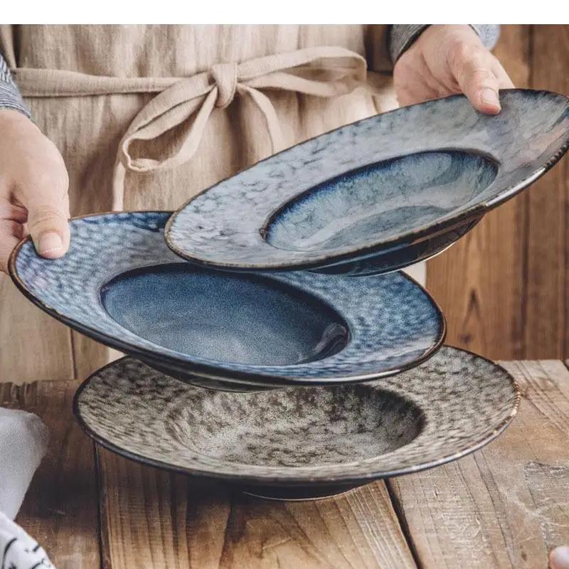 Ceramic Dinner Plate Restaurant Thick Soup Pasta Dessert Dish Snack Plates Sushi Specialty Tableware