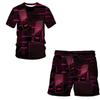 3D-Druck übergroßes modisches T-Shirt-Shorts-Set Harajuku Freizeit reifer Kurzarmanzug Mobile Technologie Zweiteiliges Set