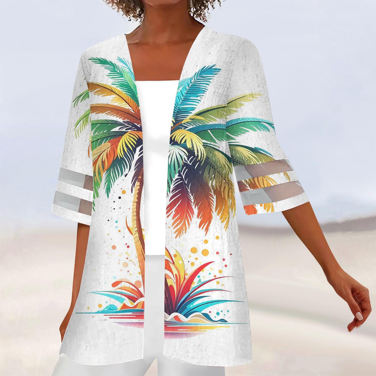 

Женская свободная повседневная кружевная рубашка с рукавом четверть с принтом, кардиган, топ XL белый