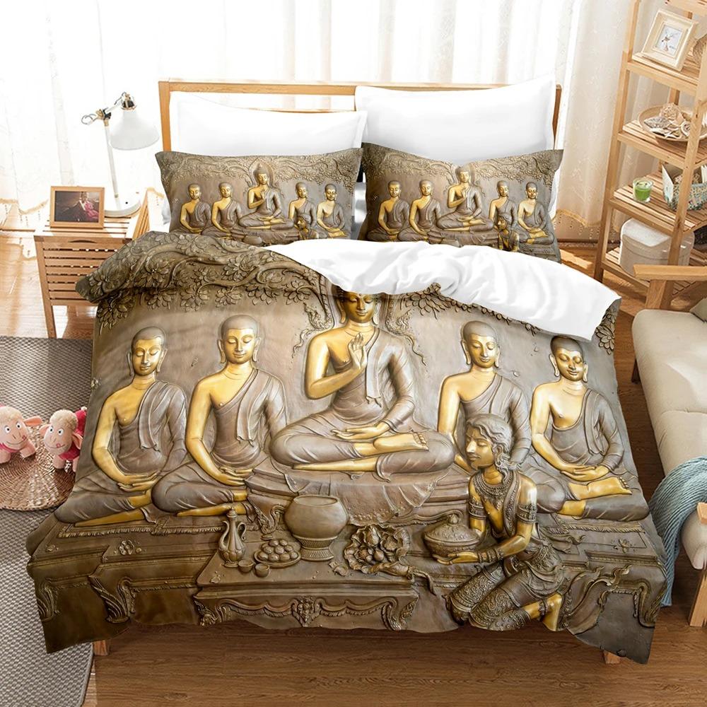 3D Buddha Bedding Sets Duvet Cover Set With Pillowcase Twin Full Queen King Bedclothes Bed Linen