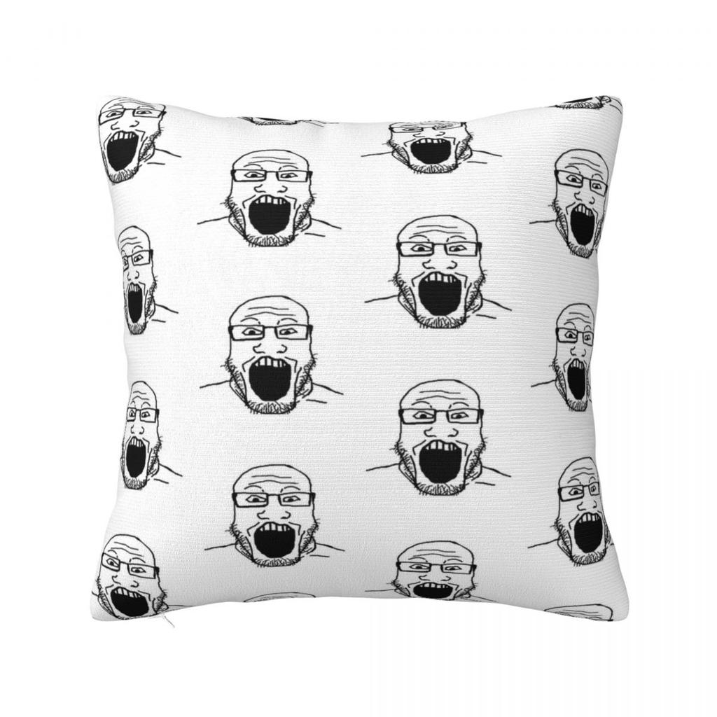 Smug Soyjak Meme Pillowcase Polyester Cushion Cover Decor Smiling Wojak Pillow Case Cover Living Room 40X40Cm