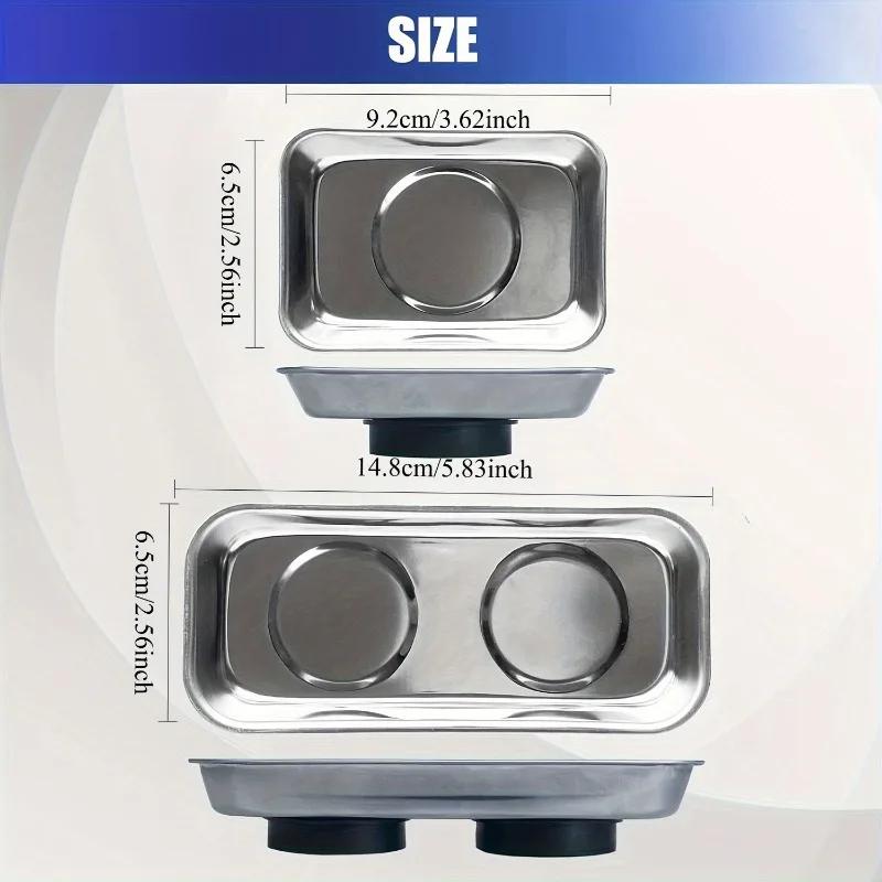 1 PC Stainless Steel Magnetic Tray Holder with Strong Magnet Metal Accessories Storage Tray for Mechanic Car