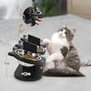 Wooden Elevated Cat Bowl Stand Adjustable Height Pet Feeder 3 Stainless Steel Bowls Station Anti Slip Cat Food Water Bowl Holder