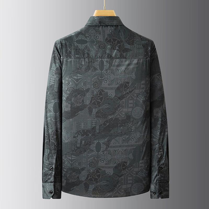 Plus Size Men's Floral Long Sleeve Casual Shirt