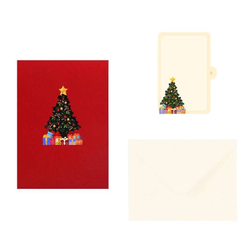 

Handmade Christmas Card With Paper Sculpted Tree And Presents For Seasonal Celebration Elegant Invitation Card CHINA