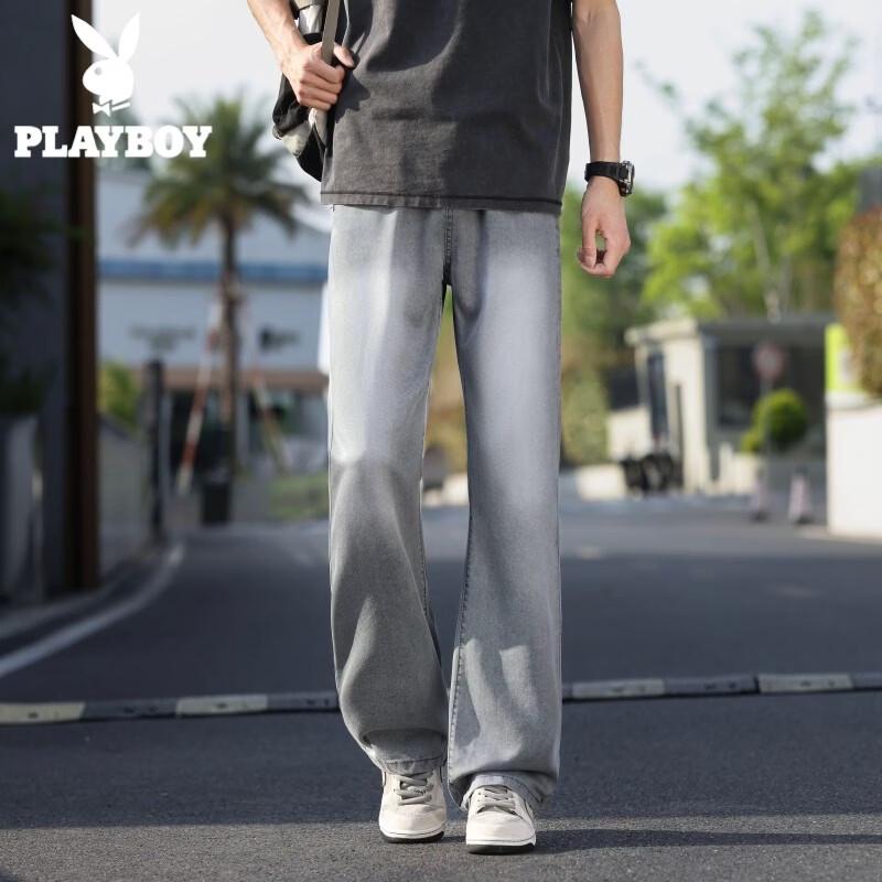 PLAYBOY Men's Loose Straight-Leg Denim Pants