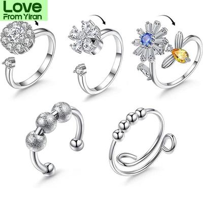 Finger-Spinner-Ringe, Zappel-Angst-Ring für Frauen, Sonnenblume, lindert Angst-Ringe, dreht Anti-Stress-Ring, Spielzeug für Mädchen und Frauen