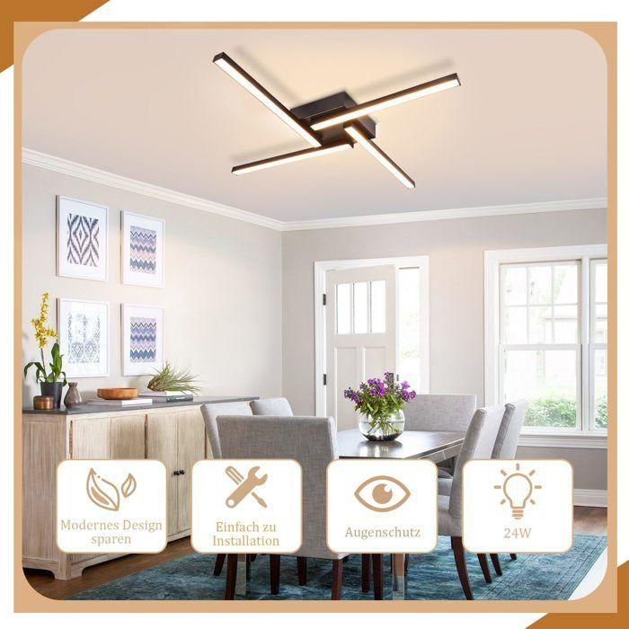 Plafonnier LED - NETTLIFE - 56,5 cm - Noir - 24W - 3000K (blanc chaud)