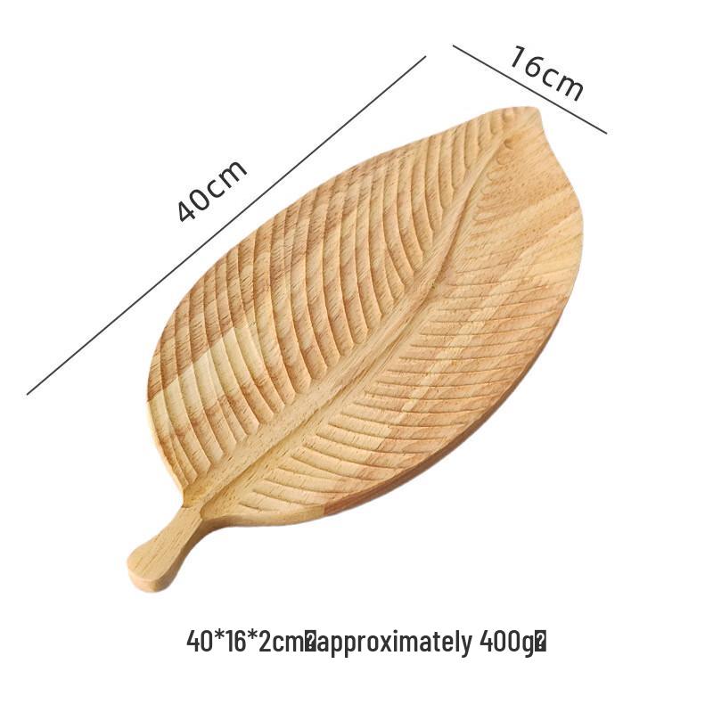 Solid Wood Leaf-Shaped Serving Tray 40 x 16 x 2 cm