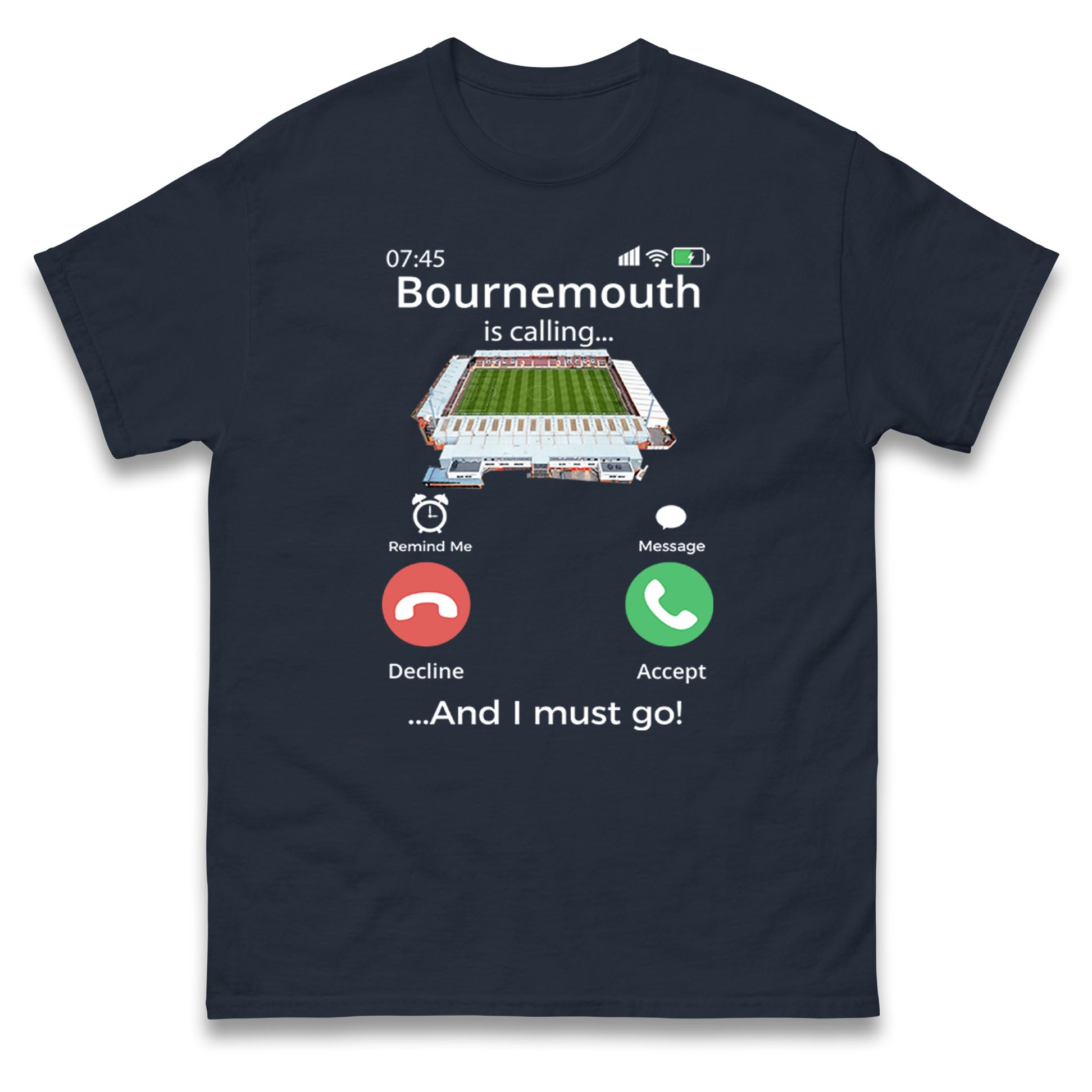 Bournemouth Football Unisex Mens T Shirt Womens Tops Tees Bournemouth Is Calling Top M