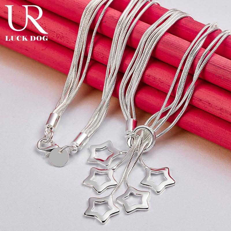 Collier étoile en argent sterling 925 avec chaîne serpent et bijoux de mariage