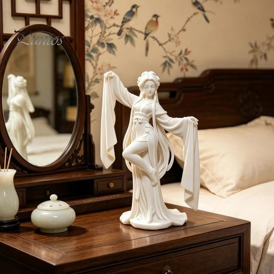 Chinese Style Dancing Girl Ornament 3D Printed Ancient Dancer Ornament, Elegant Flowing Water Sleeve Figurine, Fine Traditional Oriental Aesthetic