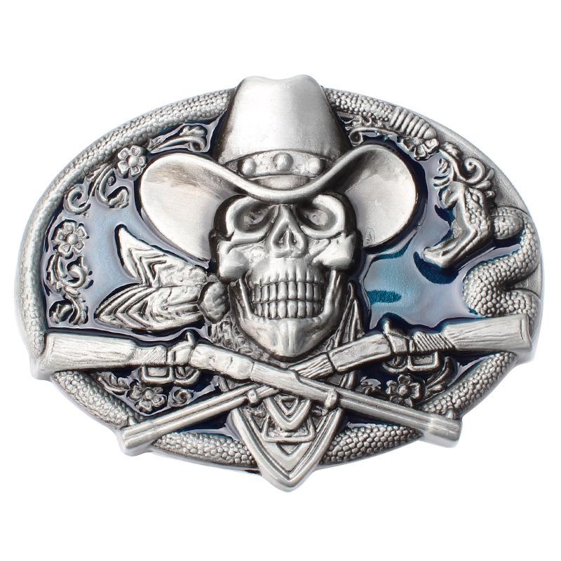 Skull Skeleton Belt Buckle Belt Diy Accessories Western Cowboy Style Smooth Belt Buckle Punk Rock Style K13