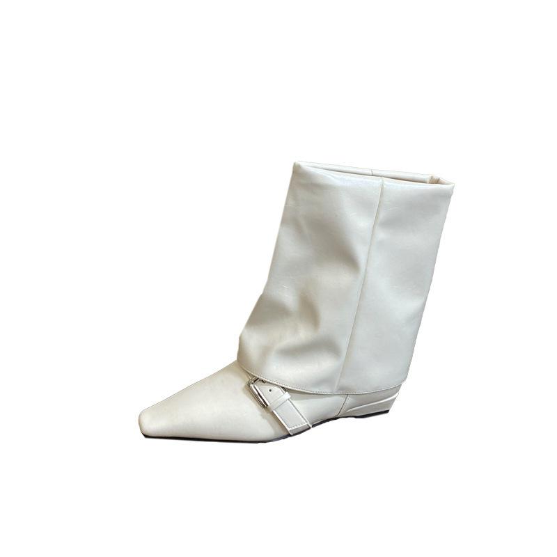 2025 autumn and winter new small square head thick heel short heel temperament thin French fashion sexy beauty female Internet celebrity short boots