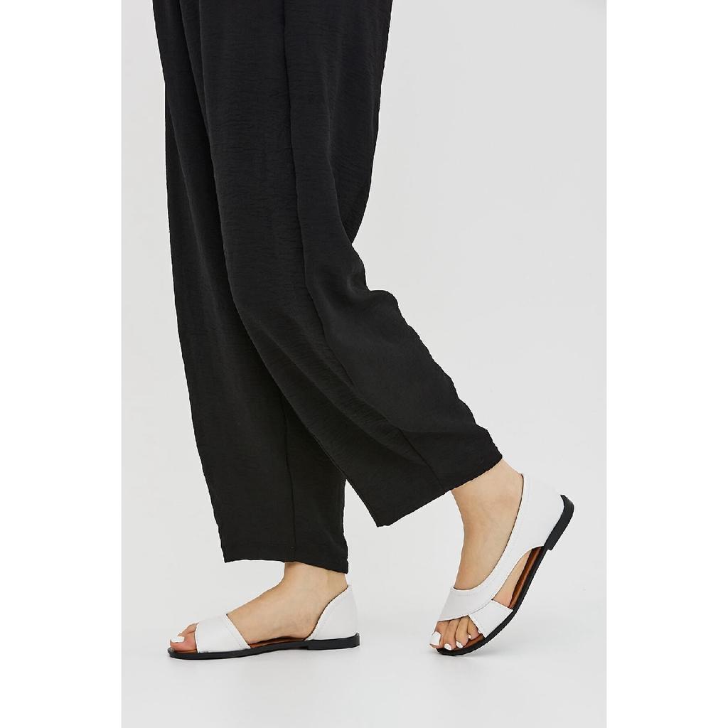 Black Open Front Women's Sandals Summer Shoes Ballerinas