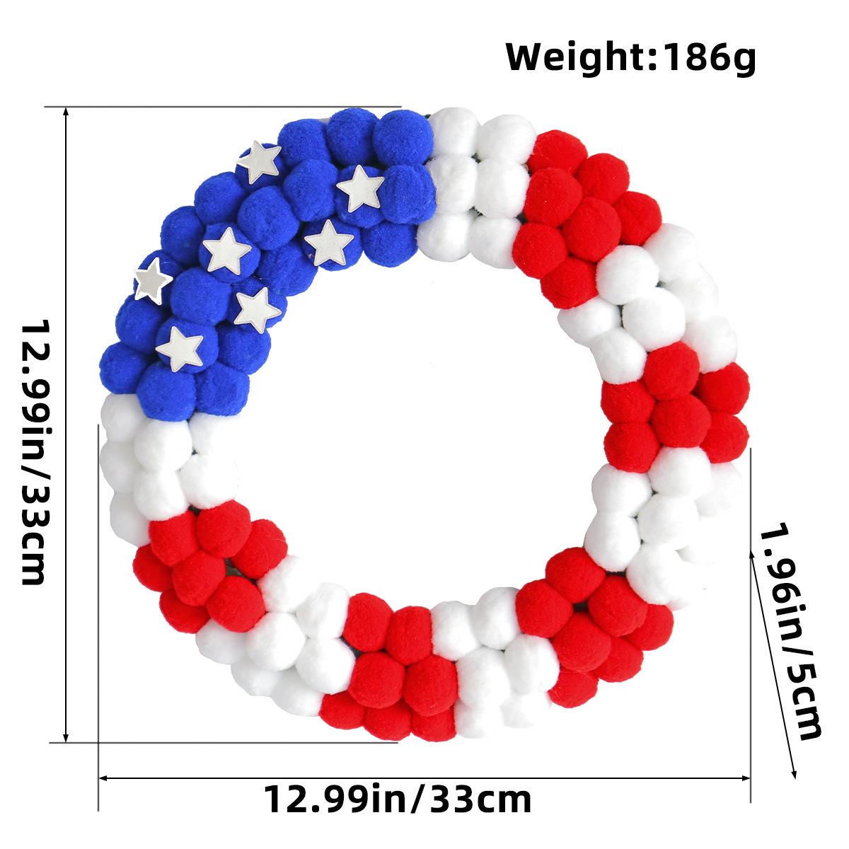 

Украшение для венка на День независимости, семейный праздничный наряд, реквизит для Дня независимости, подвеска в виде шарика из шерсти W3-1 Independence Day Hairball Wreath