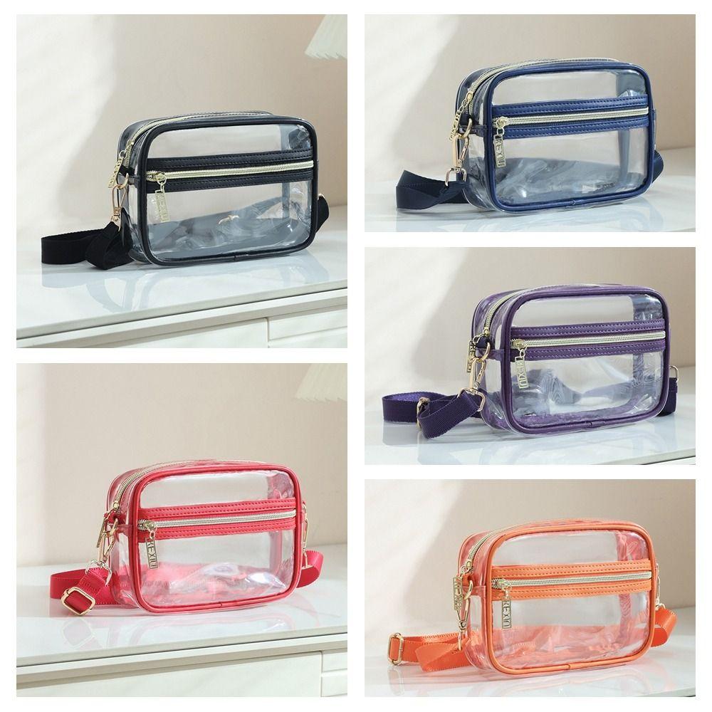 Waterproof PVC Crossbody Bag Adjustable Shoulder Strap Clear Messenger Bag  Women