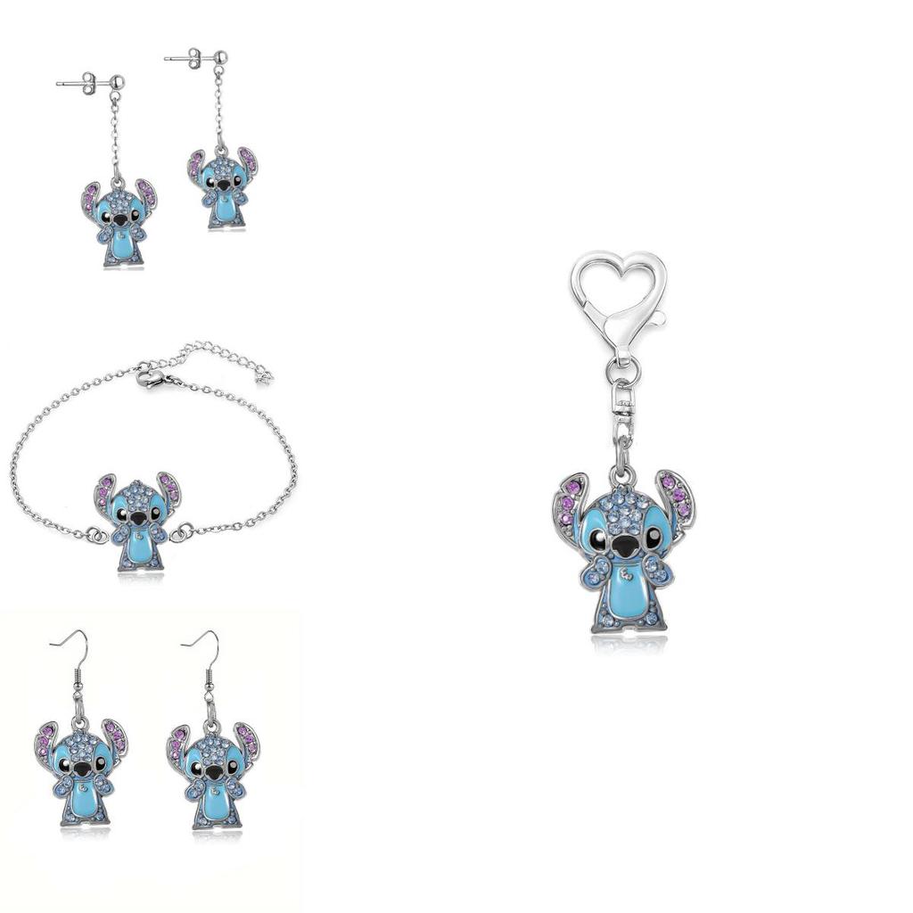 Lilo Stitch Cartoon Pendant Necklace With Rhinestone Embellishments For Fashion Summer Wear