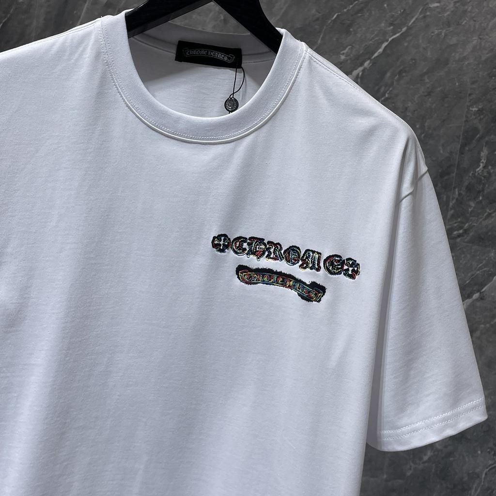 GZ-8952 CHROME HEARTS 2025 Léto Nové Vysoce Kvalitní Bavlna Kulatý Výstřih Volné Velká Velikost Pánské a Dámské Tričko Pár Tričko