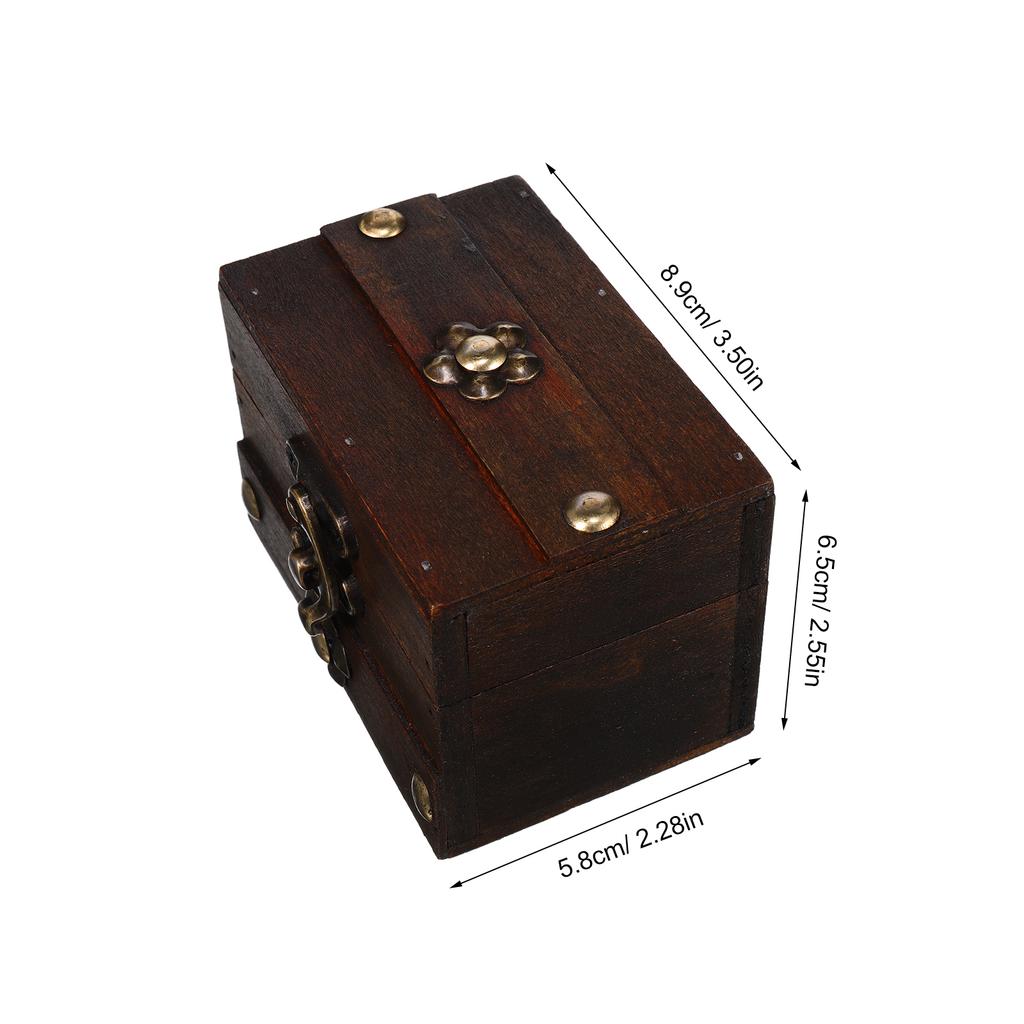 Wood Storage Box Solid Wood Natural Grain Vintage Wooden Organizer for Desktop Home Office Decor Rustic Storage