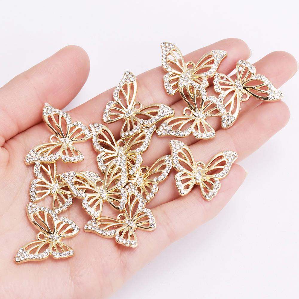 

10Pcs Fashion Crystal Zircon Butterfly Pendant Women Exquisite Luxury Butterfly Charms Clavicle Necklace Jewelry DIY Accessories
