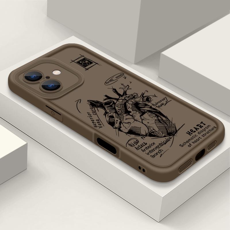 Heart Pattern Matte TPU Case Shell For iPhone 16 Pro Max 15 Pro 14 13 12 11 XS XR 8 7 Lens Protection Shockproof Soft Silicone Phone Cover