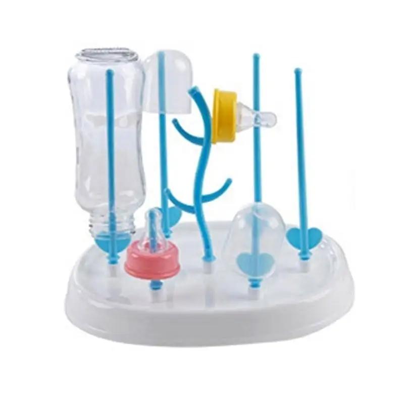 New Bottle Dry Rack Baby Bottle Drain Drying Racks Blue Pink Baby Bottle Cleaning Dryer Drainer Storage Drying Rack