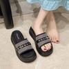Thick-soled Mid-heeled Outer Slippers Sandals Soft-soled Women's Summer Weaving Fashion 2025 New Casual One-word Women
