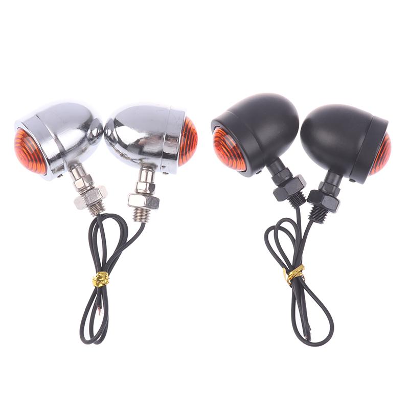 2Pcs Retro Motorcycle Turn Signals Motorcycle Accessories Universal 12V Single Wire Turn Signals Lights For Cafe Racer